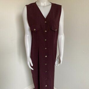Long sleeveless button up Maroon Dress